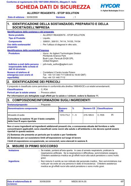 6525 ALLERGY REAGENTS - STOP SOLUTION ... - Hycor Biomedical