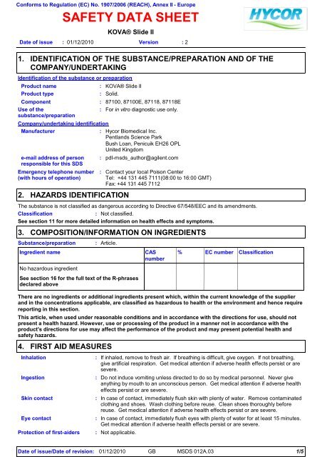 SDS KOVA Slide II_EUEnglish.pdf - Hycor Biomedical