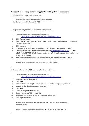 BravoSolution eSourcing Platform - Supplier Account Registration ...