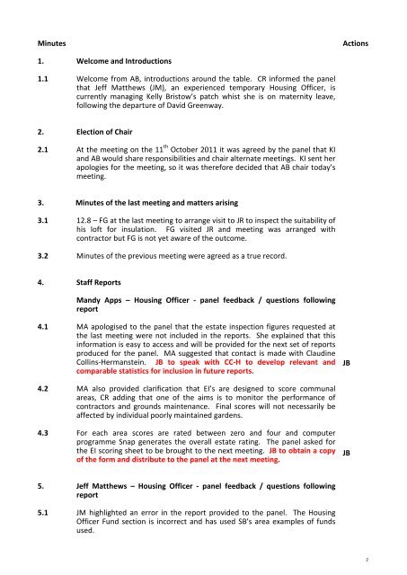 EK Panel Meeting minutes January 2012 - Hyde Housing Association