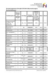 Einschulungstermine Schuljahr 2012/2013 - Berufliche Schule Husum