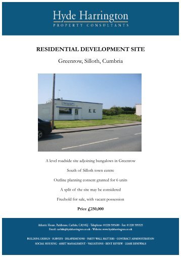 RESIDENTIAL DEVELOPMENT SITE Greenrow ... - Hyde Harrington