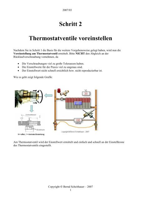 Schritt 2 Thermostatventile voreinstellen - Hydraulischer Abgleich