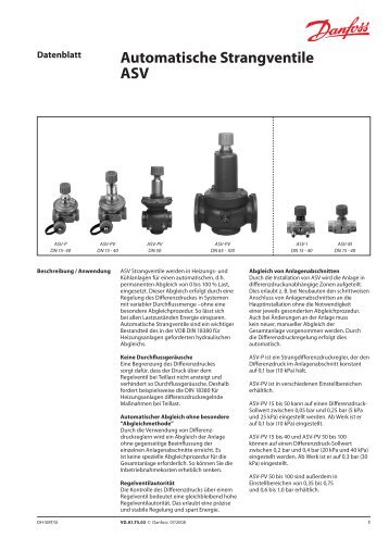 Automatische Strangventile ASV - Hydraulischer Abgleich