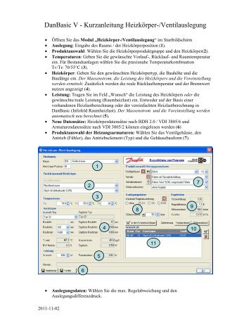 DanBasic V - Kurzanleitung HeizkÃ¶rper-/Ventilauslegung