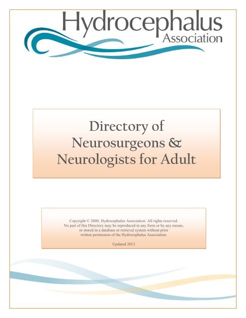 Directory of Neurosurgeons & Neurologists for Adult Hydrocephalus