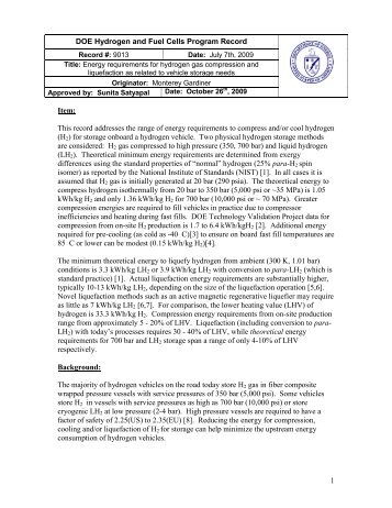 Energy requirements for hydrogen gas compression and liquefaction