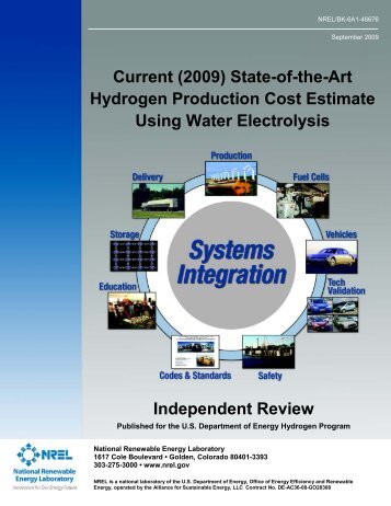 Current (2009) State-of-the-Art Hydrogen Production Cost Estimate ...