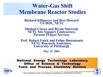 Water-Gas Shift Membrane Reactor Studies - DOE Hydrogen and ...