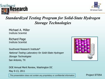 Standardized Testing Program for Solid-State Hydrogen Storage ...