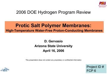 Protic Salt Polymer Membranes - DOE Hydrogen and Fuel Cells ...