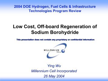 Low Cost, Off-board Regeneration of Sodium Borohydride Ying Wu ...