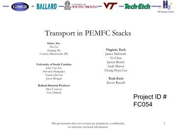 Transport in PEMFC Stacks - DOE Hydrogen and Fuel Cells ...