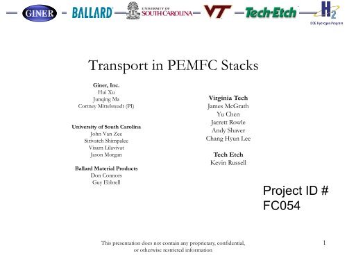 Transport in PEMFC Stacks - DOE Hydrogen and Fuel Cells ...
