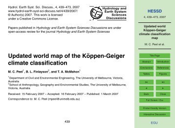 Updated world KÃ¶ppen-Geiger climate classification map - hessd