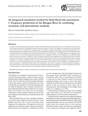 An integrated simulation method for flash-flood risk assessment: 1 ...