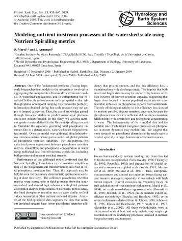 Modeling nutrient in-stream processes at the watershed scale using ...