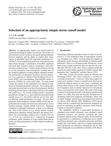 Selection of an appropriately simple storm runoff model