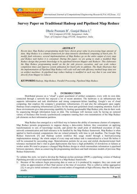 Upcatxtinal Map Redeuse Paper.pdf Survey Paper on Traditional Hadoop and Pipelined Map Reduce