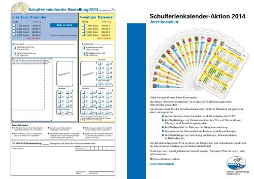 Schulferienkalender-Aktion 2014 - Materialstelle - DLRG