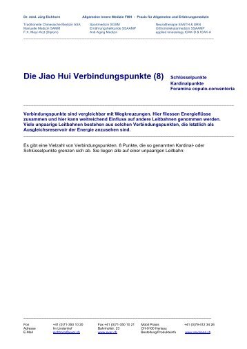 Die Jiao Hui Verbindungspunkte (8) SchlÃ¼sselpunkte - Ever.ch