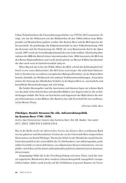 Buchbesprechungen - Berner Zeitschrift fÃ¼r Geschichte