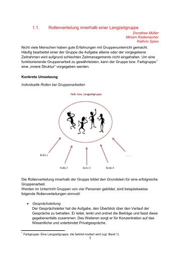 1.1. Rollenverteilung innerhalb einer Langzeitgruppe