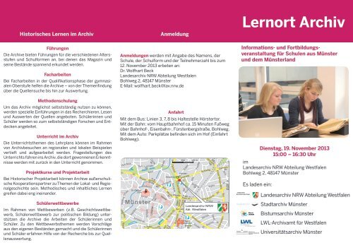 Lernort Archiv - Archive in NRW