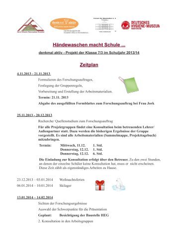 HÃ¤ndewaschen macht Schule ... Zeitplan