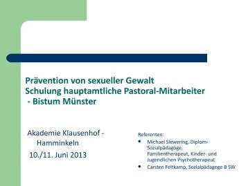 PrÃ¤vention von sexueller Gewalt Schulung ... - Bistum MÃ¼nster