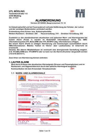 Alarmordnung - HTL MÃ¶dling