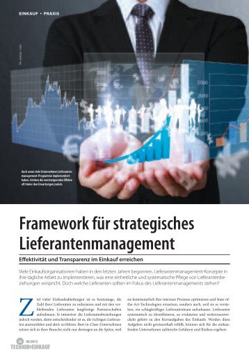 Framework fÃ¼r strategisches Lieferantenmanagement - Camelot ...