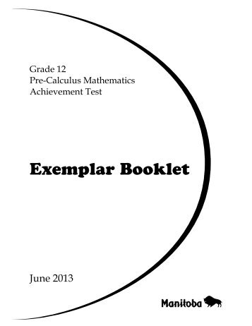 Exemplar Booklet - Manitoba Department of Education and Training