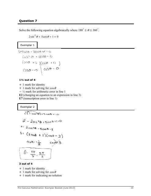 Exemplar Booklet - Manitoba Department of Education and Training