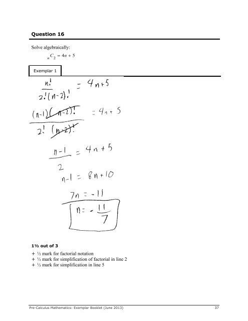 Exemplar Booklet - Manitoba Department of Education and Training