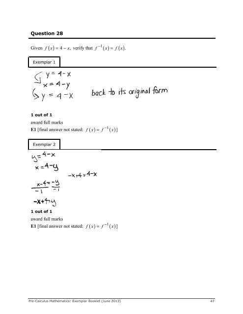 Exemplar Booklet - Manitoba Department of Education and Training