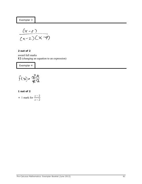 Exemplar Booklet - Manitoba Department of Education and Training