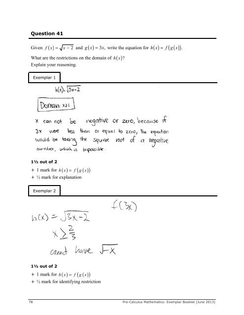 Exemplar Booklet - Manitoba Department of Education and Training