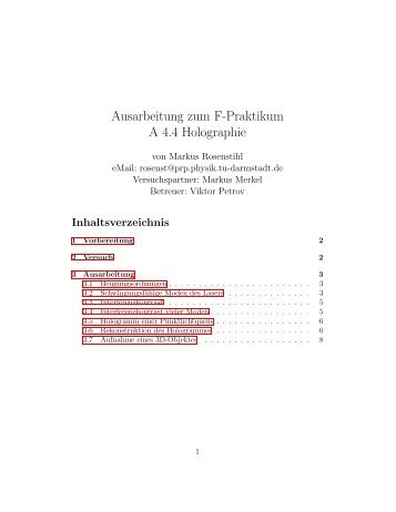 Ausarbeitung zum F-Praktikum A 4.4 Holographie