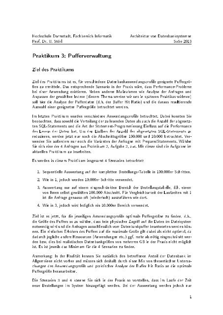 Praktikum 3: Pu erverwaltung - Fachbereich Informatik - Hochschule ...