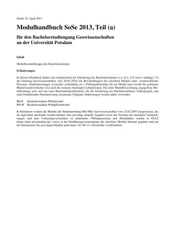 Modulhandbuch - Institut fÃ¼r Erd- und Umweltwissenschaften
