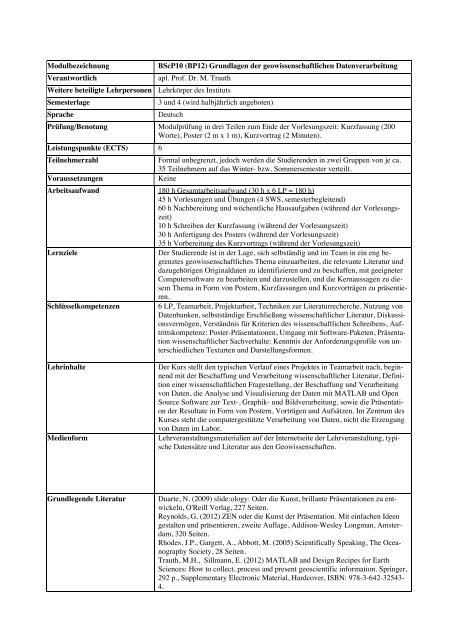 Modulhandbuch - Institut fÃ¼r Erd- und Umweltwissenschaften