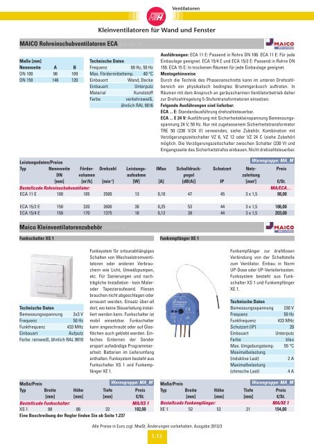 Verzeichnis: Ventilatoren