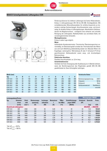 Verzeichnis: Ventilatoren