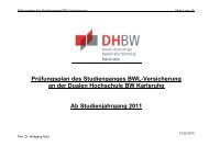 PrÃ¼fungsplan des Studienganges BWL ... - DHBW Karlsruhe