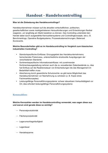 Handout -â€ Handelscontrolling