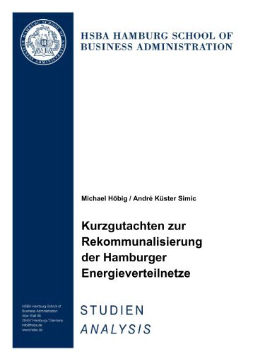 Gutachten Rekommunalisierung der Hamburger Energieverteilnetze