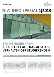 niw info spezial 1/2013: StudiengebÃ¼hren: Kein Effekt auf das ...