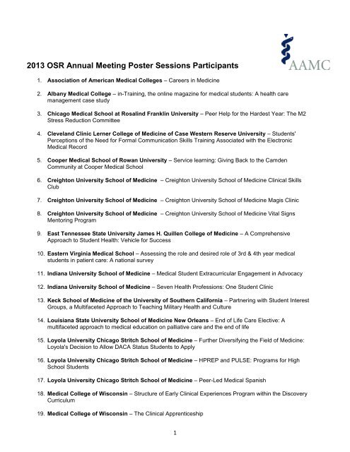 2013 Poster Session Summaries - AAMC