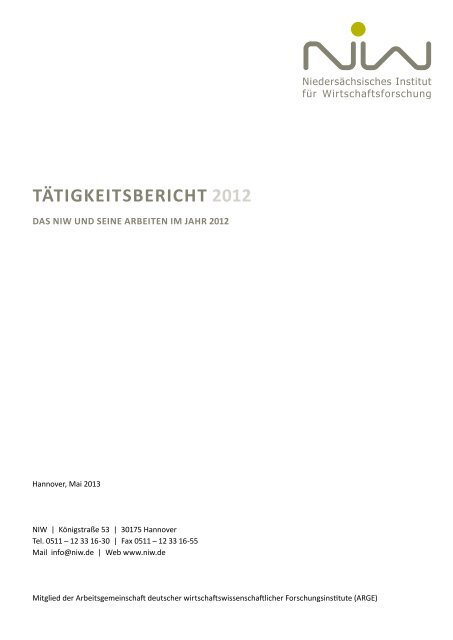 TÃ¤tigkeitsbericht 2012 erschienen - NIW